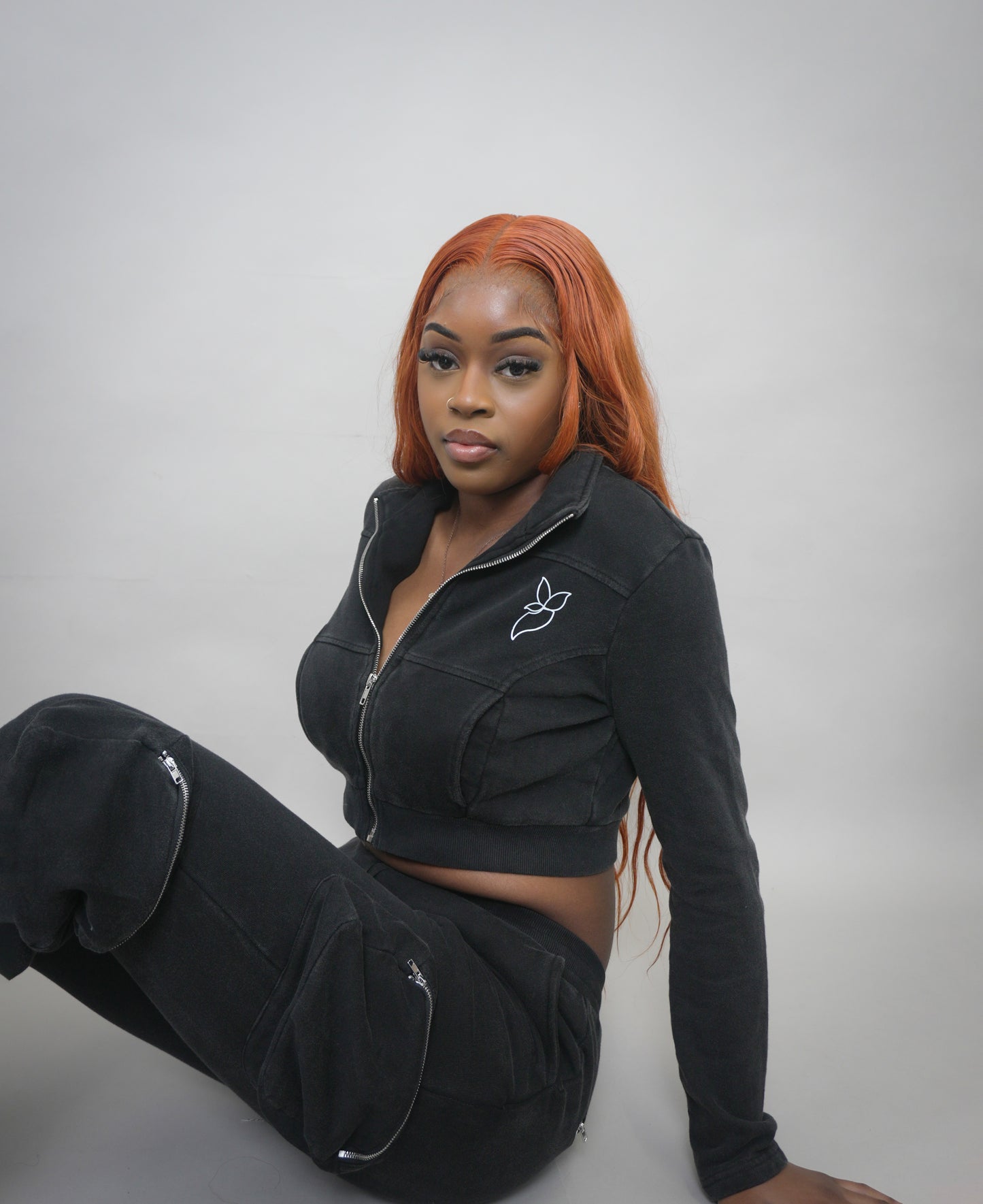 WFTESO CHARCOAL BLACK 'RIAH' ZIP UP