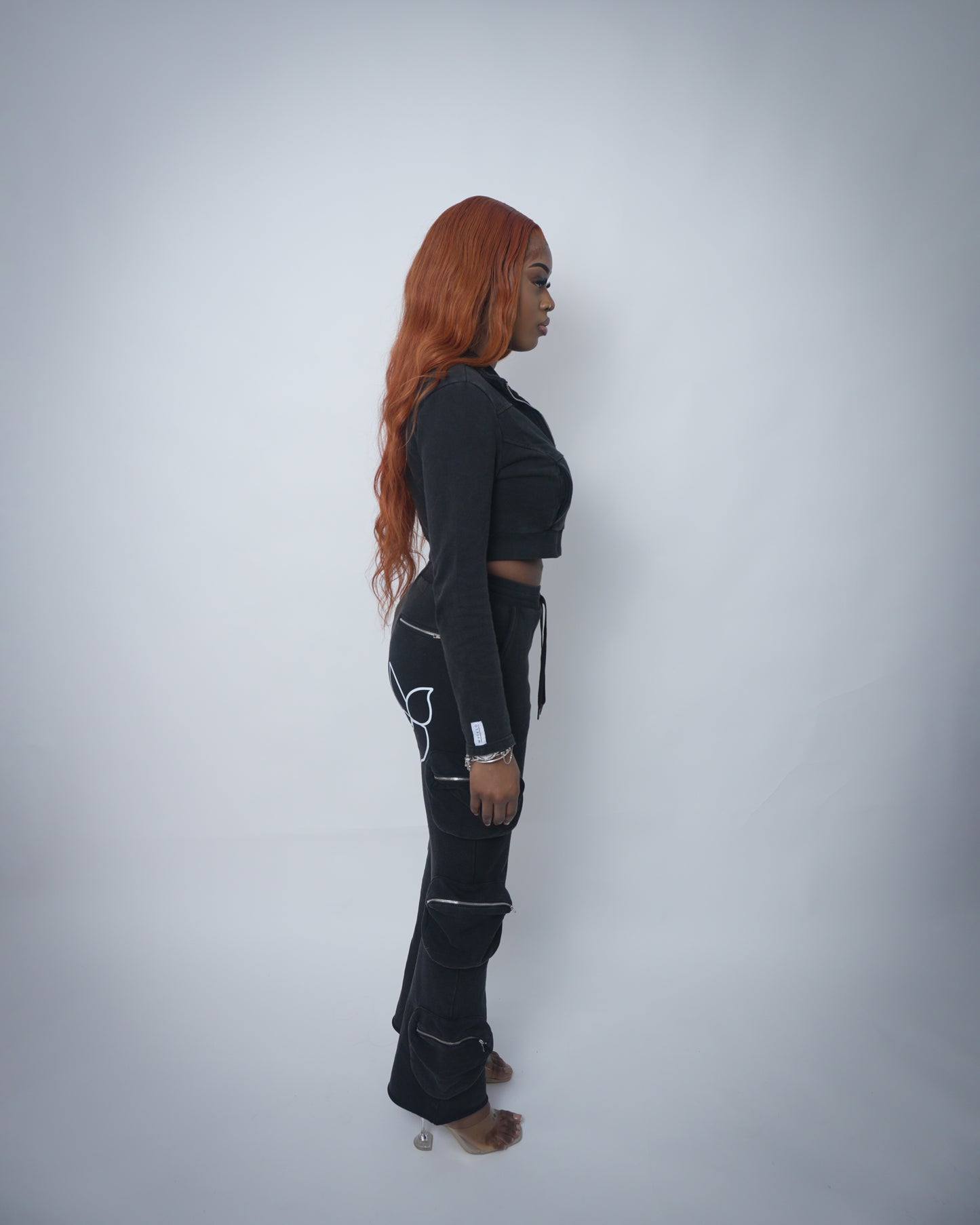 WFTESO CHARCOAL BLACK 'RIAH' TRACK PANTS